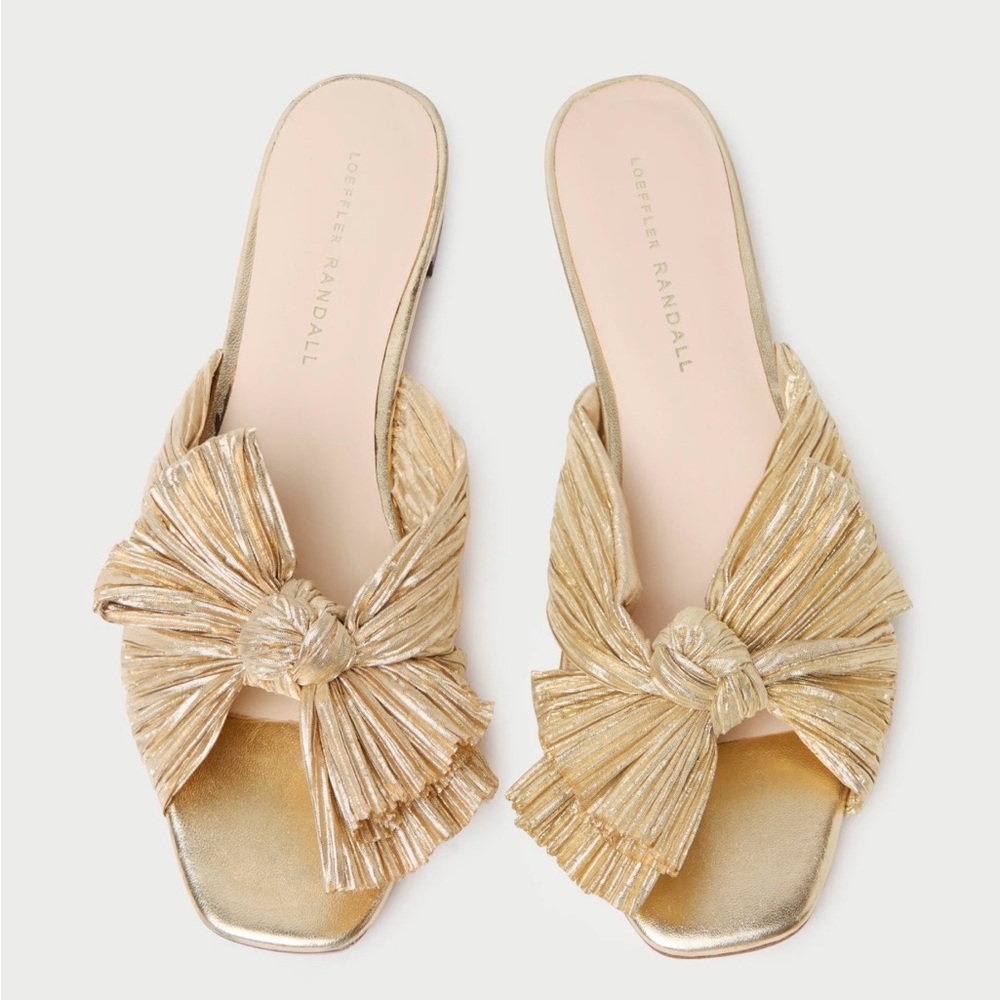 Loeffler Randall Daphne Gold Bow Slide Sandal